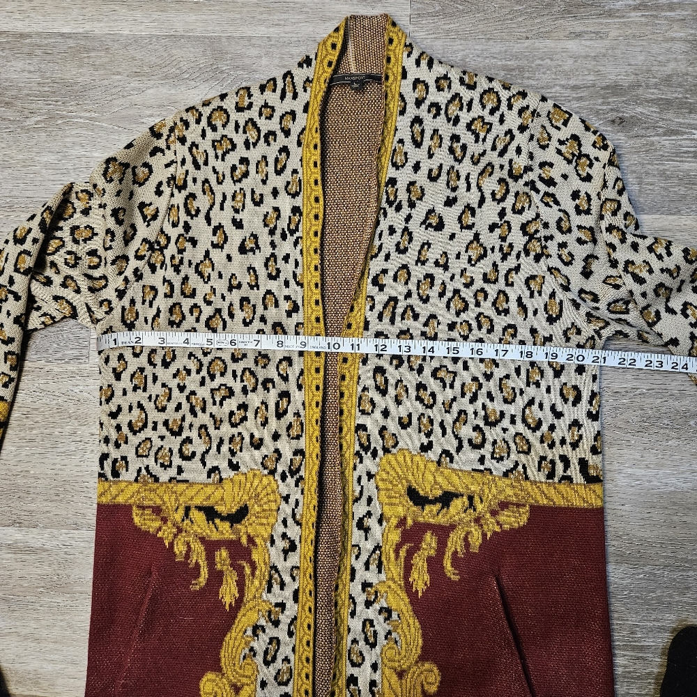 Max Sport Elegant Leopard Print Cardigan with Burgundy and Gold Details  Large - Picture 11 of 13